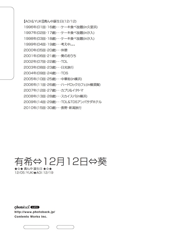 フォトブック ジャケット裏